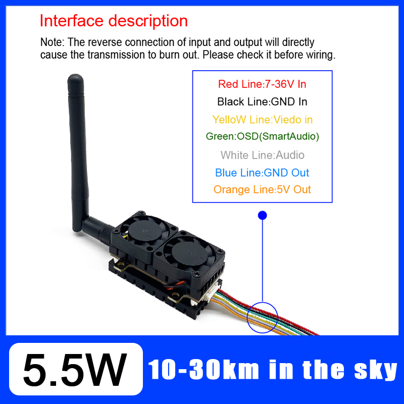 ยาว 5.8GHz 5.5W เครื่องส่งสัญญ - Drone Racing Vtx บทวิจารณ์และราคา